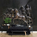 3 Boyutlu Kabartma Rofye Roma Atlı Şovalye Heykel Duvar Kağıdı