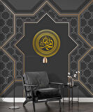 Siyah İslami Motifli Mescid Duvar Kağıdı