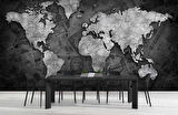 Siyah Dünya Haritası Duvar Kağıdı