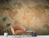 Duvar Zeminli Dünya Haritası Duvar Kağıdı