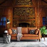 Şömine Ahşap ve Tuğla Desenli Duvar Kağıdı