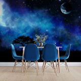 Gece Ay Gökyüzü Manzaralı Duvar Kağıdı