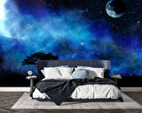 Gece Ay Gökyüzü Manzaralı Duvar Kağıdı