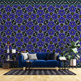 3 Boyutlu Mavi Çiçek Motifli Duvar Kağıdı