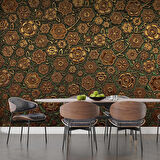 3 Boyutlu Altın Çiçek Desenli Duvar Kağıdı