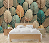 Yaprak Desenli 3 Boyutlu Duvar Kağıdı