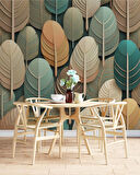 Yaprak Desenli 3 Boyutlu Duvar Kağıdı