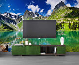 Karlı Dağ ve Göl Manzaralı Duvar Kağıdı