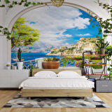 Balkon ve Deniz Manzaralı Duvar Kağıdı