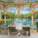 Orman Göl Tavuskuşu Manzaralı Duvar Kağıdı