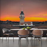 İstanbul Günbatımı Kızkulesi Manzaralı Duvar Kağıdı