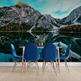 Karlı Dağ Göl ve Orman Manzaralı Duvar Kağıdı