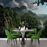 Şelale Nehir Orman Duvar Kağıdı Baskı