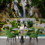 Şelale Kayalık Orman Duvar Kağıdı Baskı