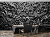 3 Boyutlu Siyah Motifli Duvar Kağıdı