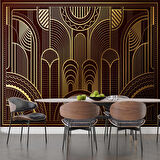 Kahverengi Altın Motifli Duvar Kağıdı