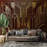 Kahverengi Altın Motifli Duvar Kağıdı