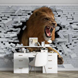 3 Boyutlu Aslan Temalı Duvar Kağıdı