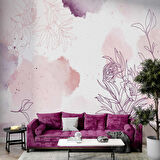Mor Soft Suluboya Çiçek Duvar Kağıdı