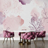 Mor Soft Suluboya Çiçek Duvar Kağıdı