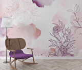 Mor Soft Suluboya Çiçek Duvar Kağıdı