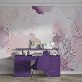 Mor Soft Suluboya Çiçek Duvar Kağıdı