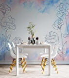 Mavi Pembe Soft Suluboya Çiçek Duvar Kağıdı