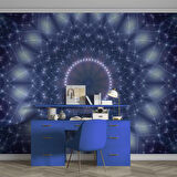 3 Boyutlu Lacivert Soyut Franktal Desenli Duvar Kağıdı