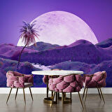 Gece Ay Mor Gökyüzü Temalı Duvar Kağıdı