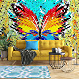 Renkli Kelebek Çizim Desenli Duvar Kağıdı