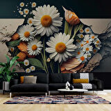 3 Boyutlu Papatya Çiçek Duvar Kağıdı