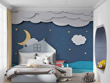 Denizci Gece Ay Yıldız Çocuk Odası Duvar Kağıdı