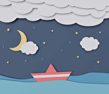 Denizci Gece Ay Yıldız Çocuk Odası Duvar Kağıdı