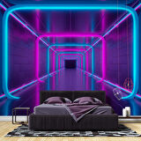3 Boyutlu Neon Derinlik Duvar Kağıd