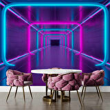 3 Boyutlu Neon Derinlik Duvar Kağıd