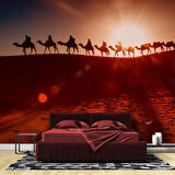 Çöldeki Deve Kervanı Manzaralı Duvar Kağıdı