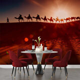 Çöldeki Deve Kervanı Manzaralı Duvar Kağıdı