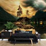 Dağ Yıldırım Göl Manzarası Duvar Kağıdı