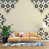 Etnik Motif Çini Desenli Duvar Kağıdı