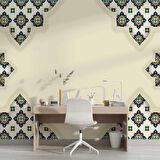 Etnik Motif Çini Desenli Duvar Kağıdı