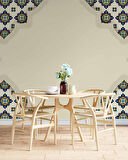 Etnik Motif Çini Desenli Duvar Kağıdı