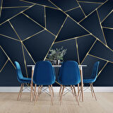3 Boyutlu Lacivert Mozaik Desenli Duvar Kağıdı