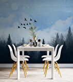 Suluboya Orman Kuş Manzara Duvar Kağıdı