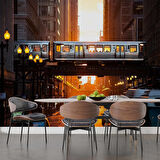 New Yourk Cadde Tren Manzaralı Duvar Kağıdı