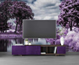 Eflatun Orman ve Göl Manzaralı Duvar Kağıdı