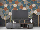 Mozaik Etnik Halı Deseni Duvar Kağıdı Baskı