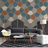 Mozaik Etnik Halı Deseni Duvar Kağıdı Baskı