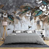 Suluboya Çiçek Çizim Duvar Kağıdı Baskı