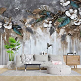 Suluboya Çiçek Çizim Duvar Kağıdı Baskı