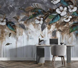 Suluboya Çiçek Çizim Duvar Kağıdı Baskı